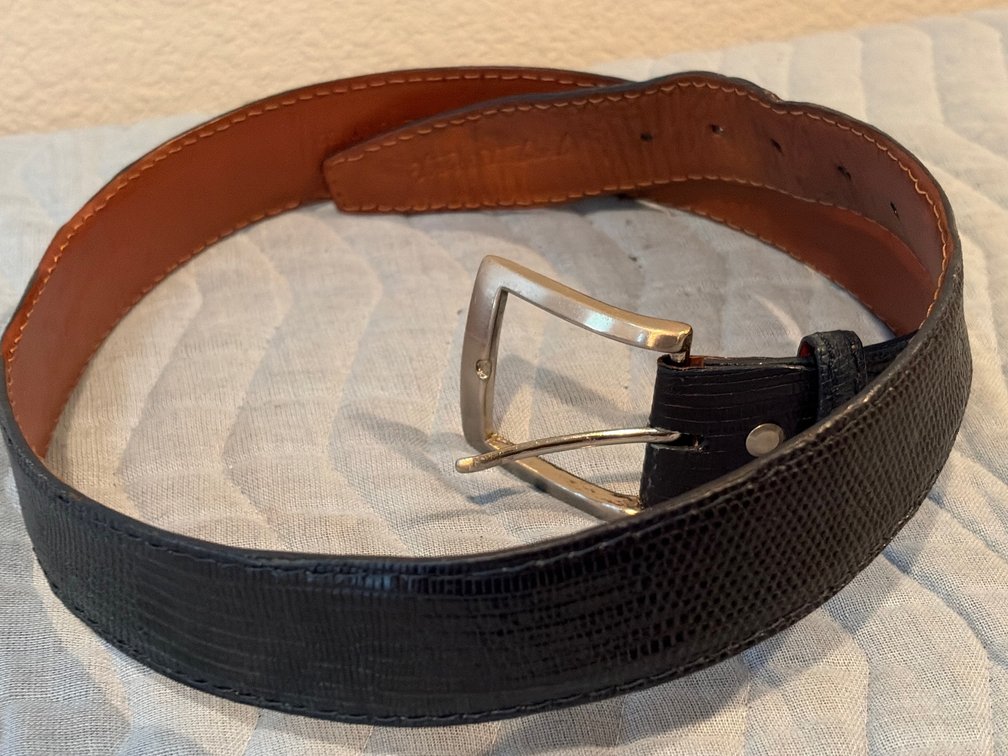 Men’s genuine lizard 32 greenish black