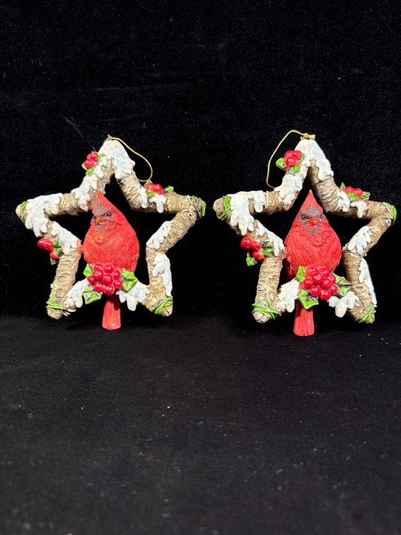 Red Cardinal Star Christmas Ornaments