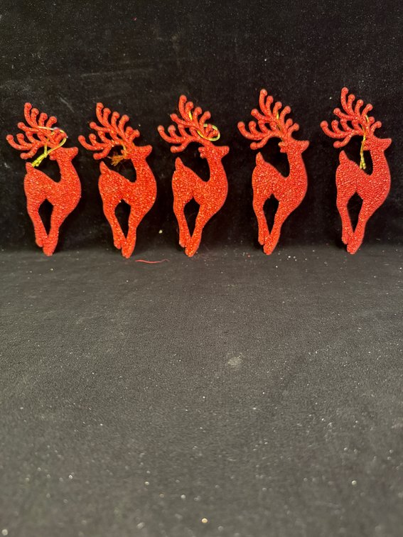 glittery red reindeer silhouette Christmas ornaments