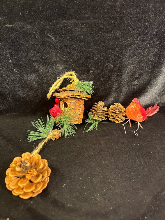 Red Cardinal pinecone birdhouse ornament