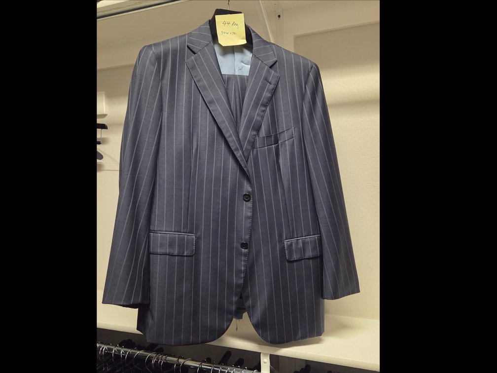 Belvest Italian Modern Pinstripe Suit 44R