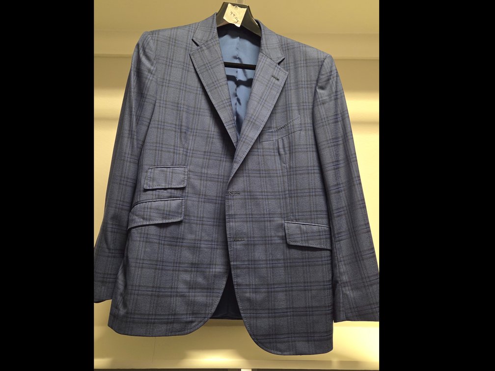 Michel's Bespoke Navy Plaid Blazer 44R