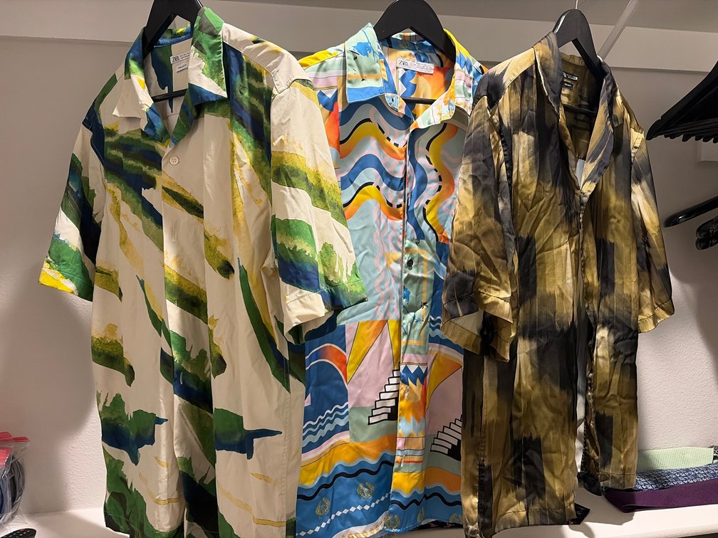 (3) Mens Zara L fashion button collar shirts