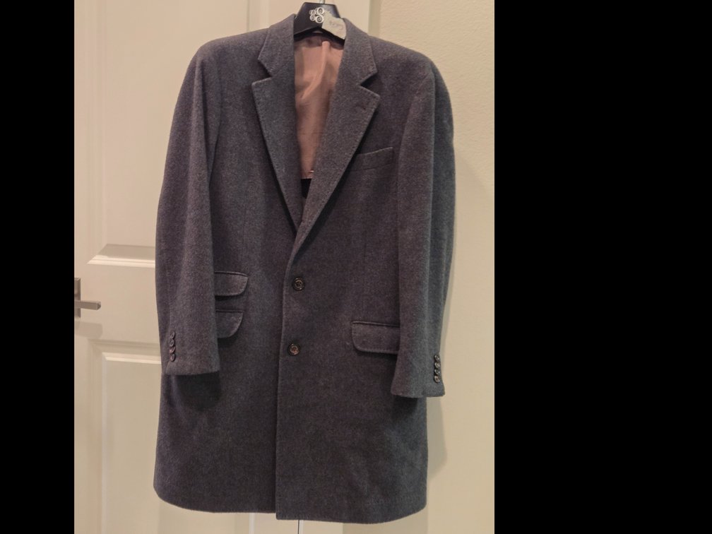 Brunello Cucinelli 42R Charcoal Cashmere Overcoat