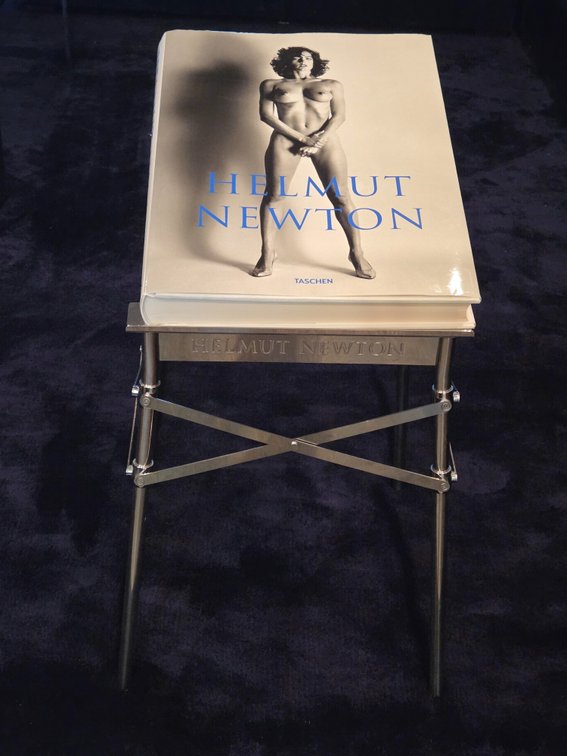 Helmut Newton's SUMO monograph on original custom chrome book stand