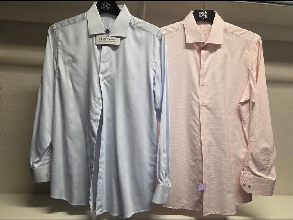 2 L Michel's Bespoke long sleeved dress shirts