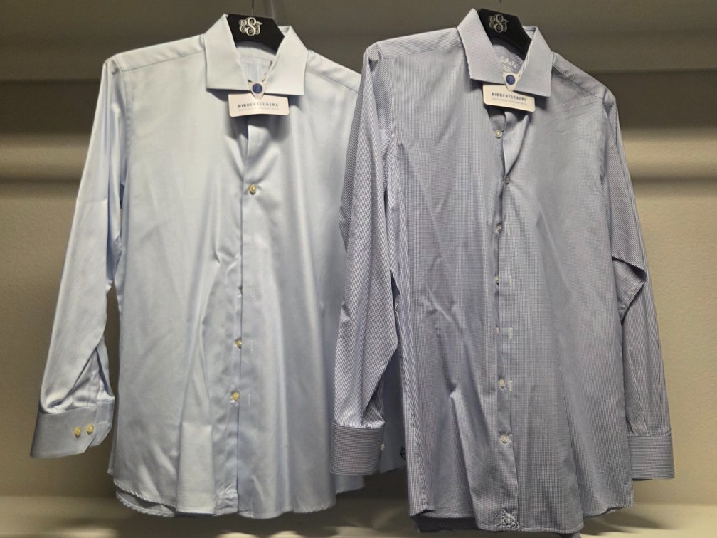 2 Michel's Bespoke 42R L long sleeved dress shirts