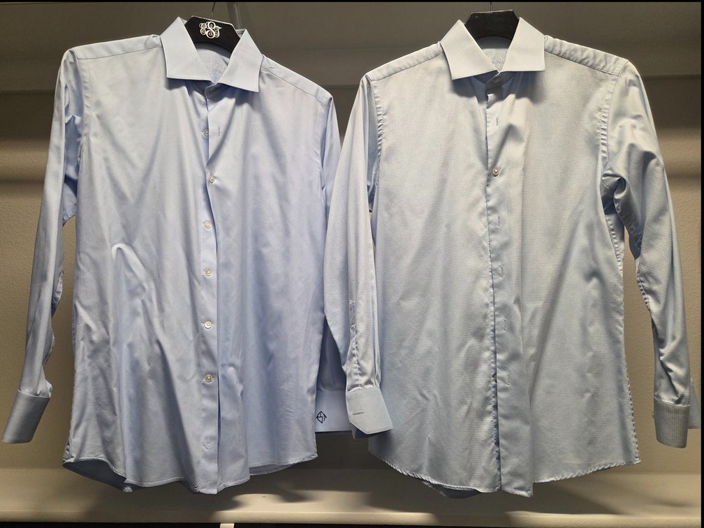 2 L Michel's Bespoke long sleeved dress shirts