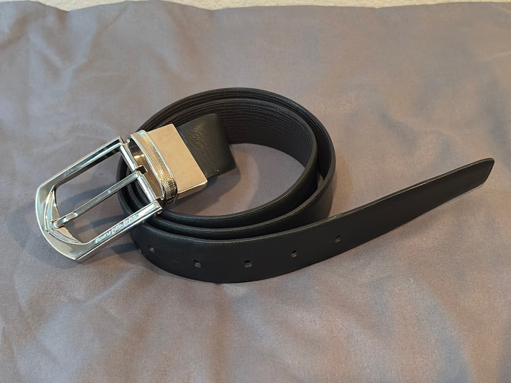 Zegna designer belt 32 blk/brwn reversible