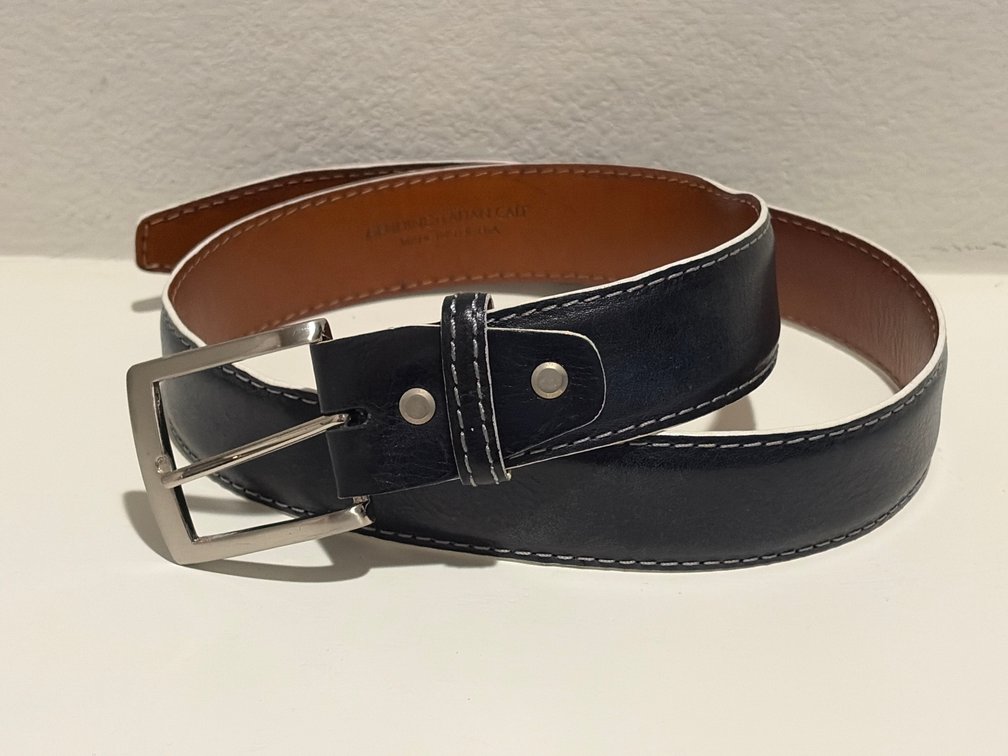 Genuine Italian calf 33 blue belt made in USA