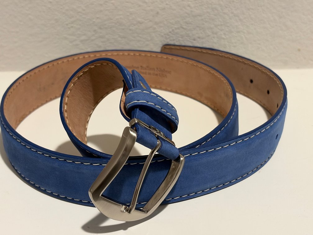LEN genuine Italian Nubuk blue 36 belt USA
