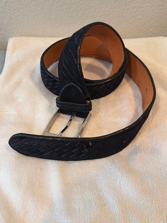 Black suede braided 36 belt