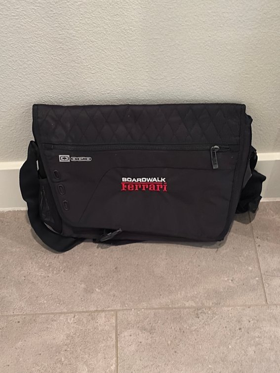 Ferrari black nylon laptop bag