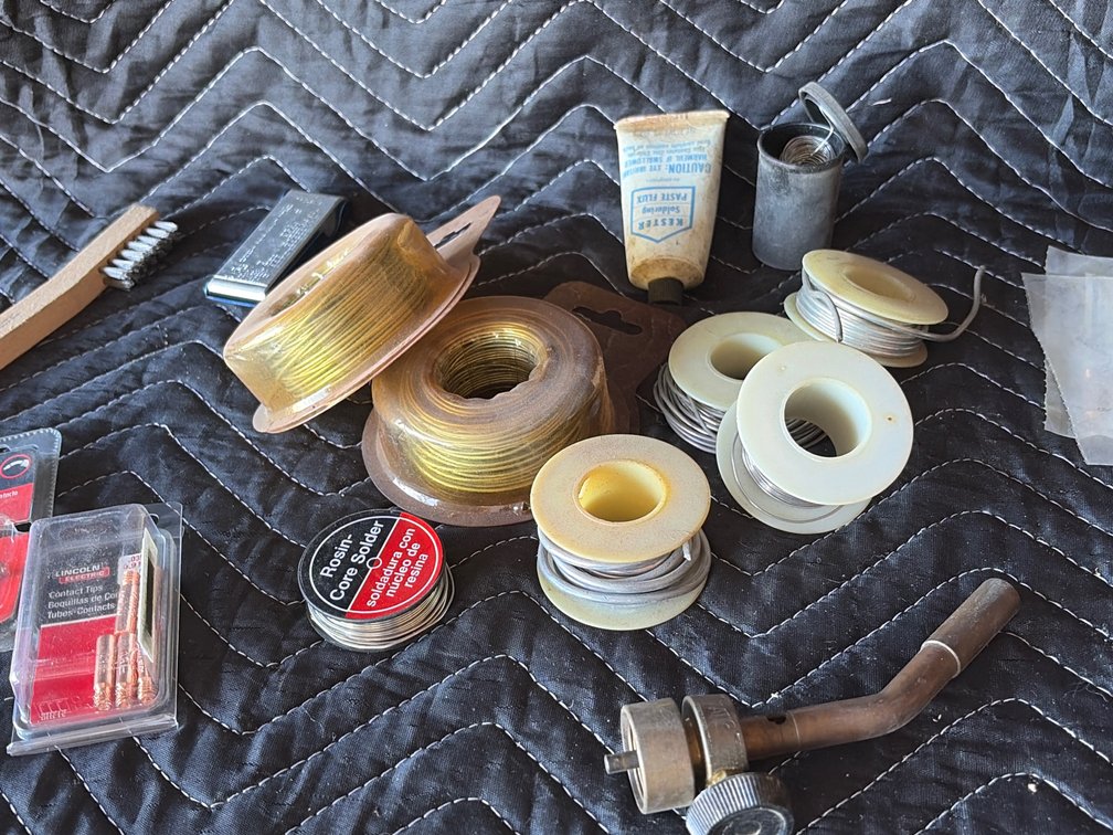 Solder rolls, tip cleaner, wire brush