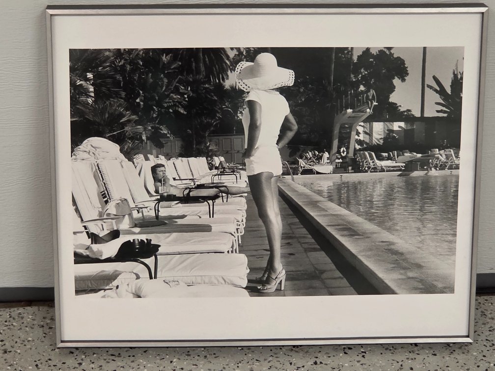 Exhibition photograph "Woman by the pool" by Anthony Friedkin