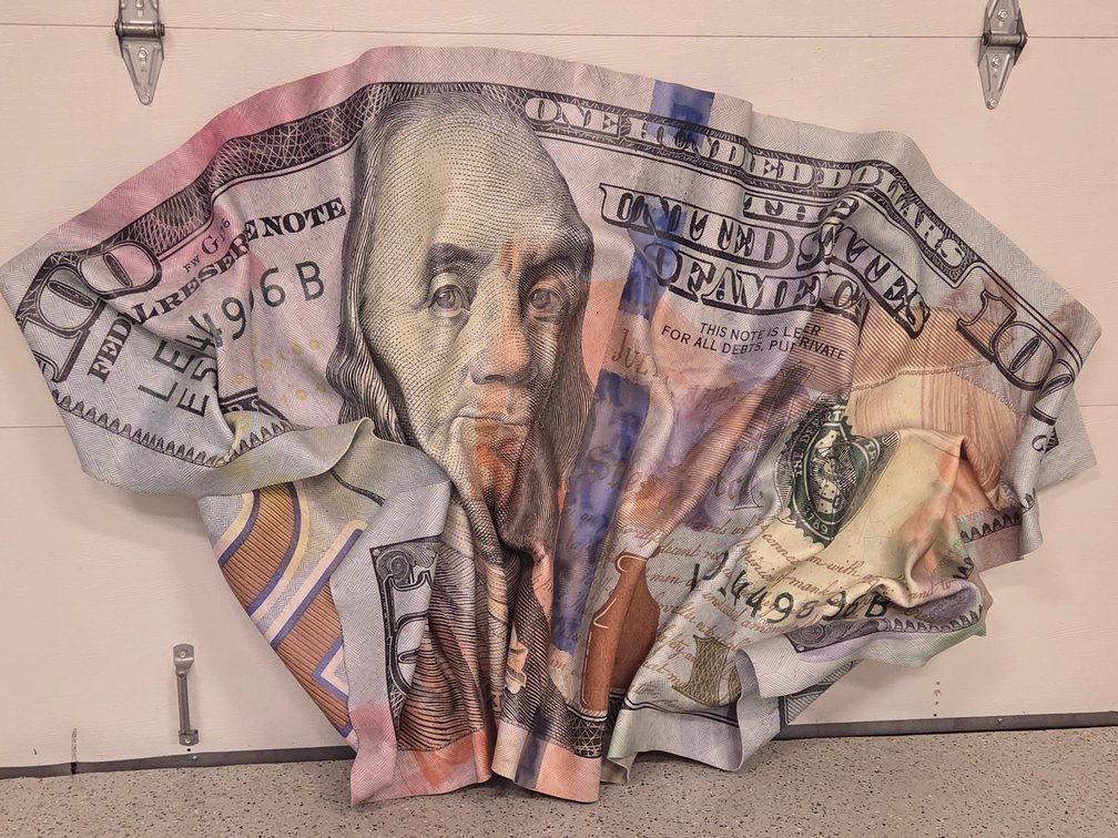 Signed Paul Rousso "New Ben with a Little Color" 3D $100 wall sculpture