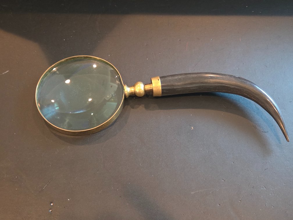 Brass Magnifying Glass on a Curved Natural Horn Handle