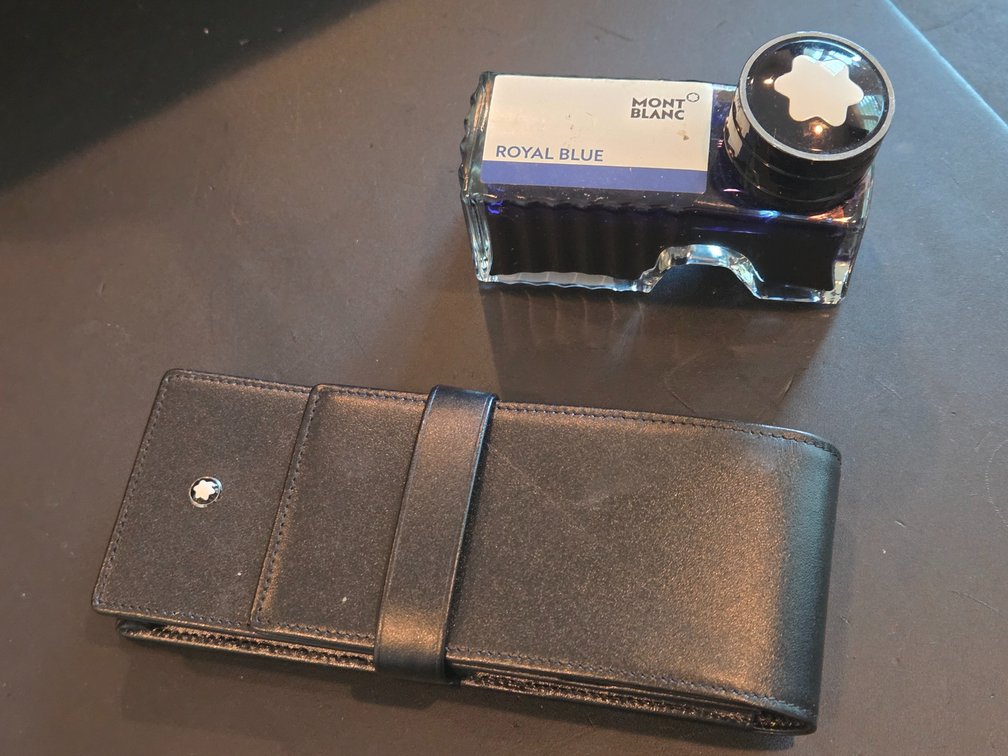 Mont Blanc 3 Pen travel Case and Royal Blue Ink