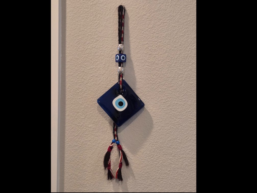 Handmade glass evil eye (nazar boncuğu) wall decor
