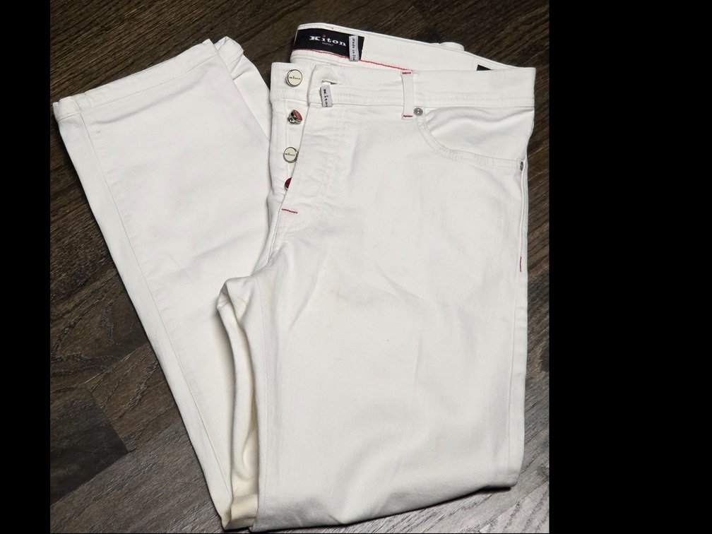 1 pair Size 36 white Kiton denim trousers