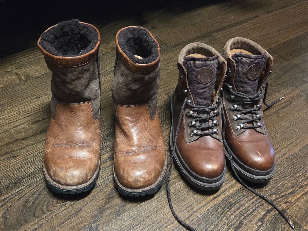 2 pairs size 10 Fleece lined Men's Boots