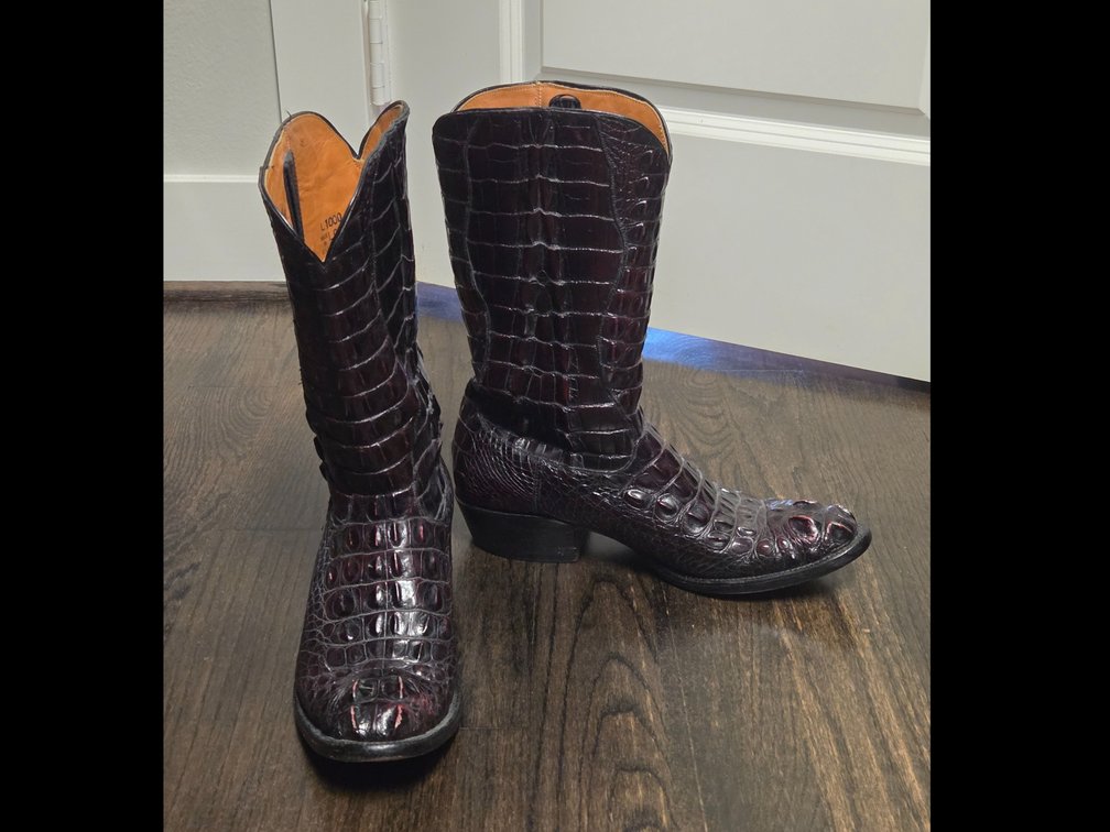Lucchese Classics size 10B Men's Black Cherry Hornback American Alligator Head Cut Medium Round Toe Boots