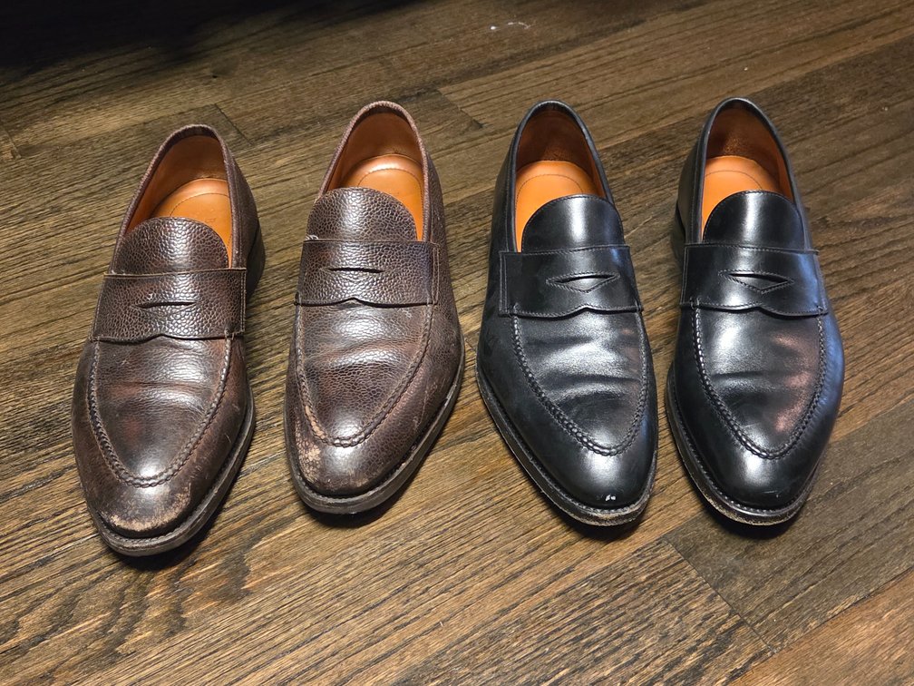 2 pairs size 10 Bontoni Classic Leather Penny Loafers