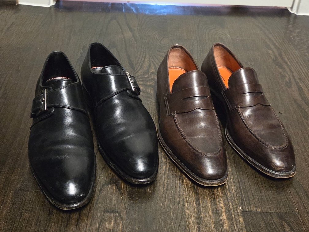 2 pairs of Men's size 8.5 leather dress shoes