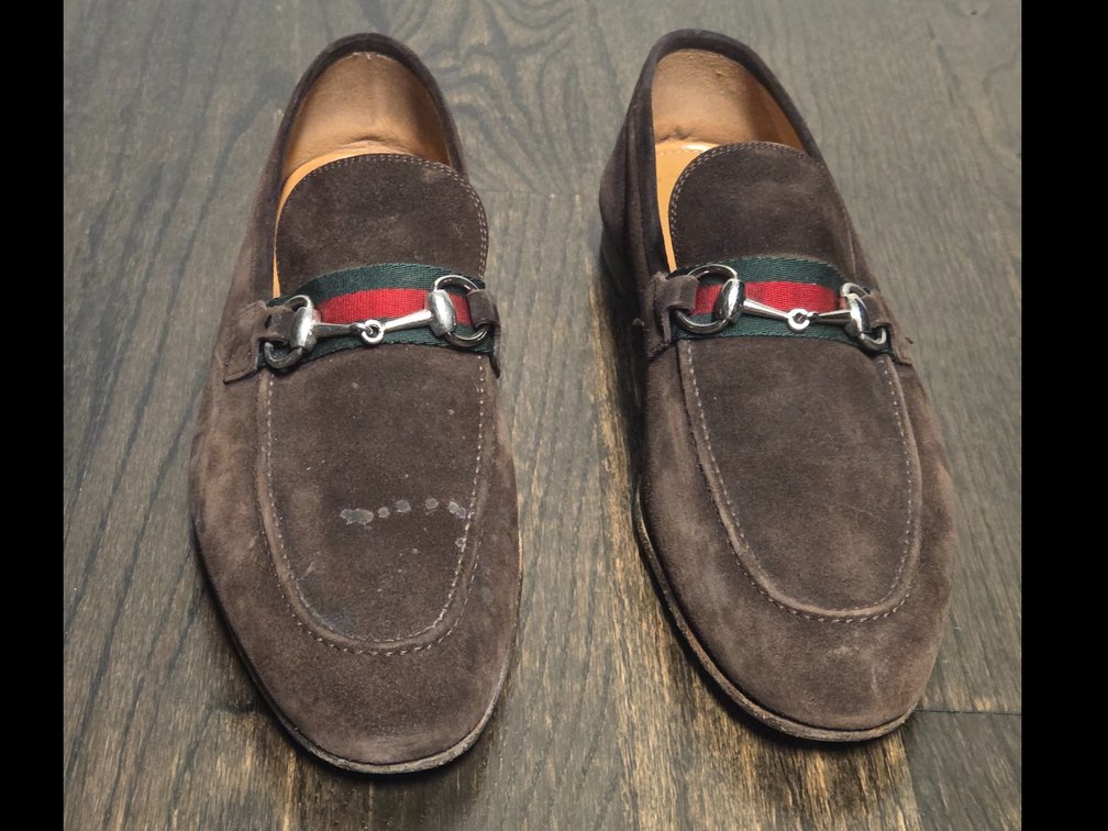 Men's size 8 Gucci Como loafers in dark brown soft suede
