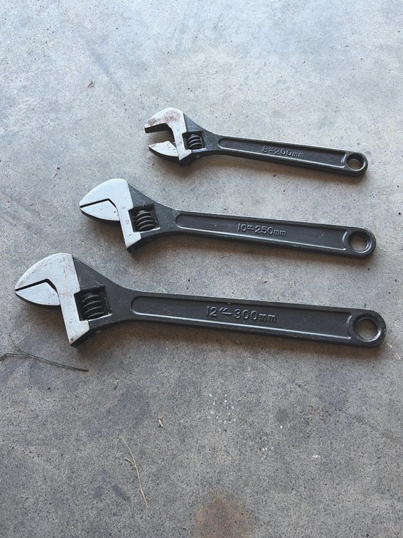 Adjustable wrenches 12 inch, 10 inch, 8 inch
