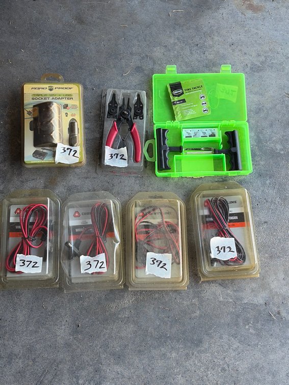 Wiring, harnesses, tire, plug kit, Snapp ring flyer kit, 12 V socket adapter