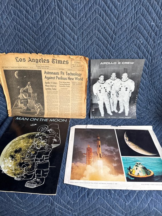 Man on the moon book Apollo 11 newspaper