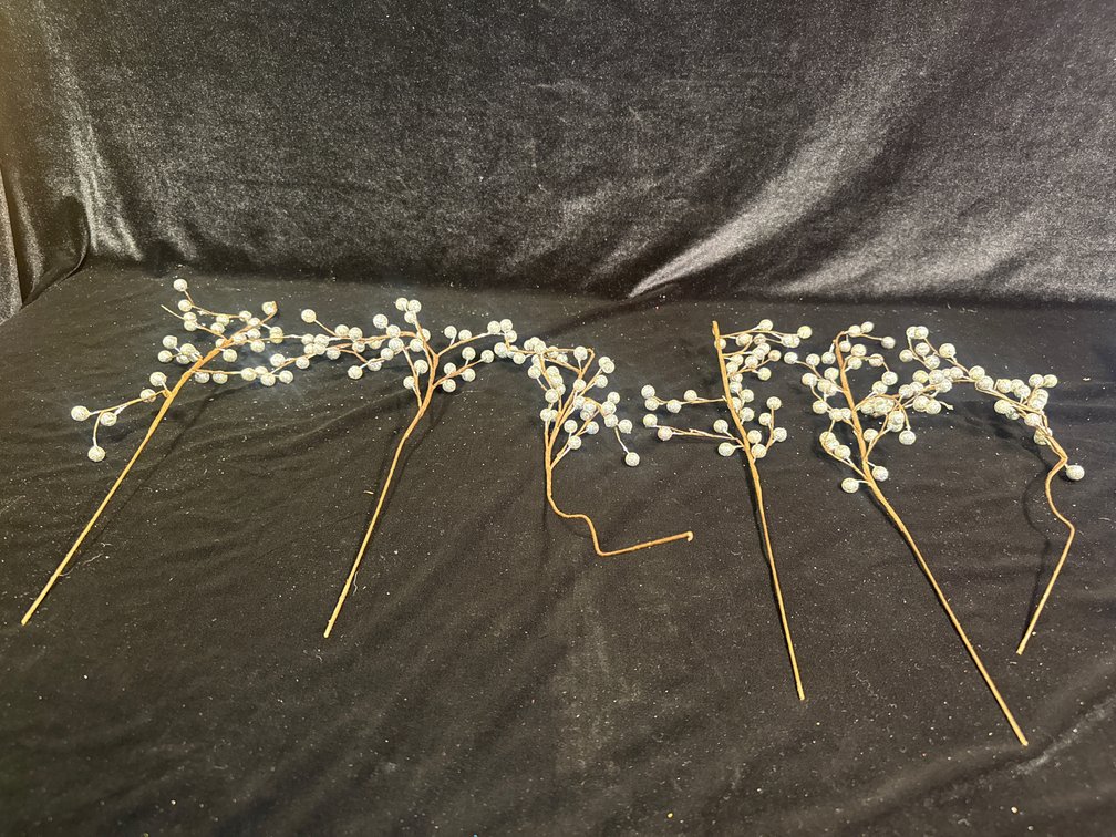 faux-pearl or beaded branch sprays (often used for floral arrangements, wedding bouquets, or holiday tree/mantel decor)