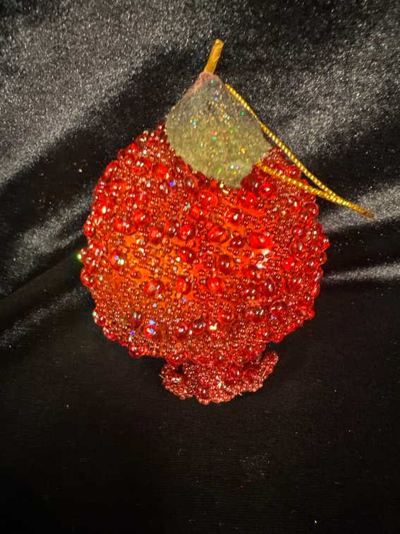 Red Apple sequined faux fruit ornament