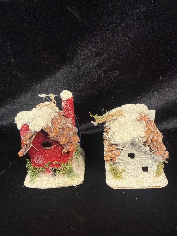 2 house ornaments