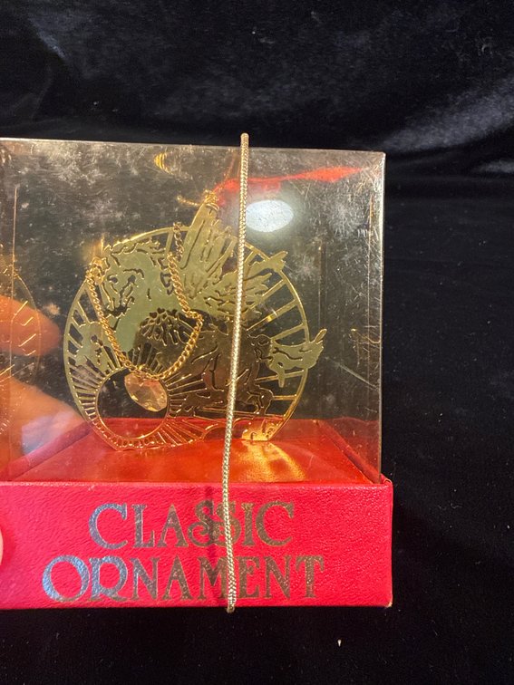 vintage 24KT Gold Finish Brass Christmas rearing Pegasus Ornament
