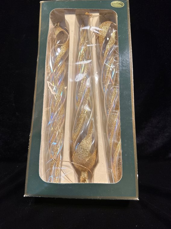 vintage clear and gold holly spiral candles