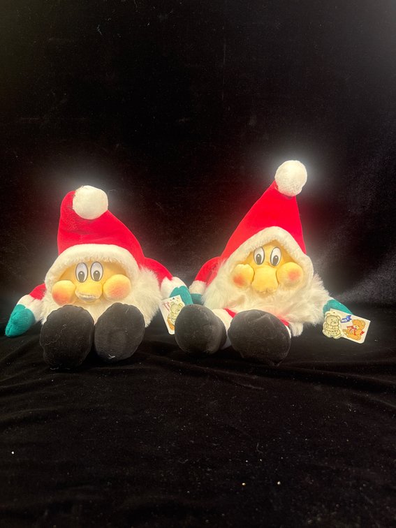 vintage 1990s FLOMO "Forever Friends" plush Santa Claus figures