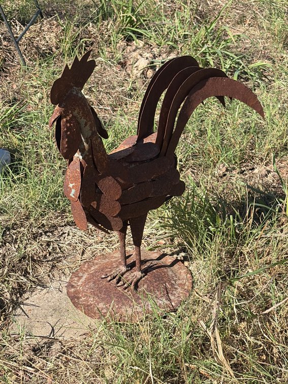 Artisan created metal rooster 16 inches high