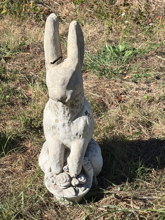 Concrete rabbit 26 inches damaged ear