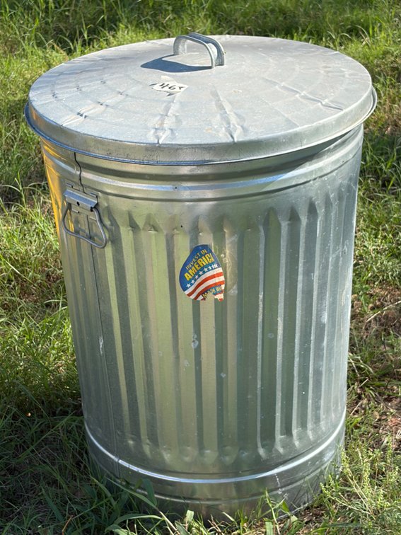 Galvanized trash can
