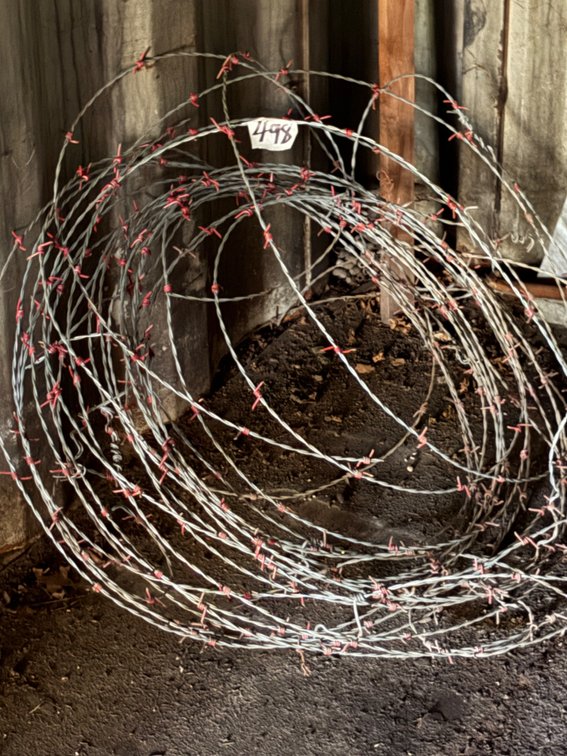 Barbed wire, steel beackets