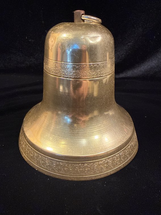 vintage gold-toned aluminum or metal musical Christmas bell