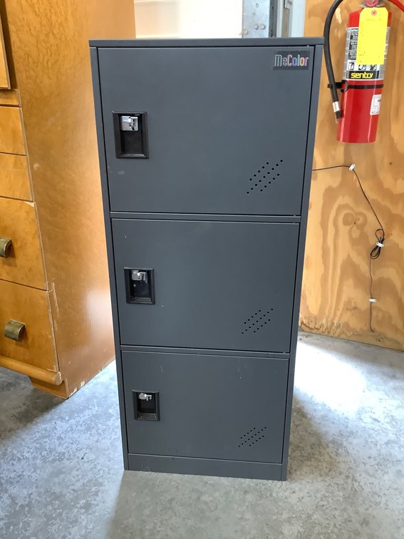 Three compartment metal cabinet 15 x 18 x 36
