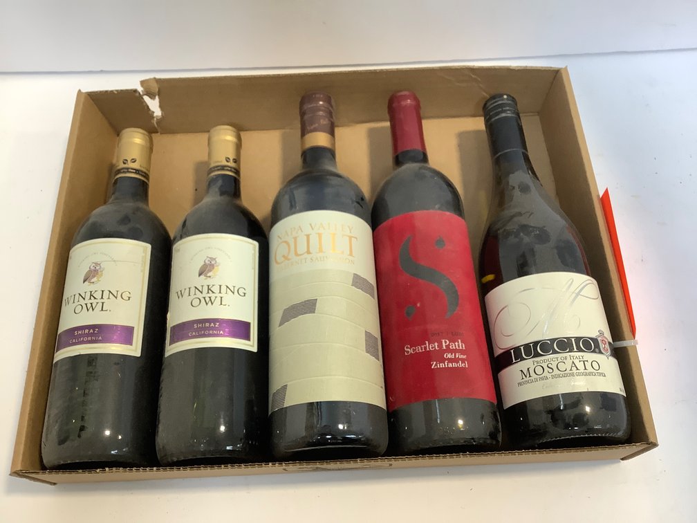 Five bottles of wine – must be 21 or older to purchase