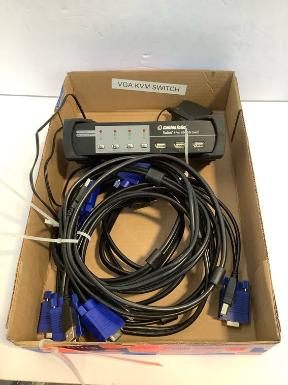 Four port USB switch, cables