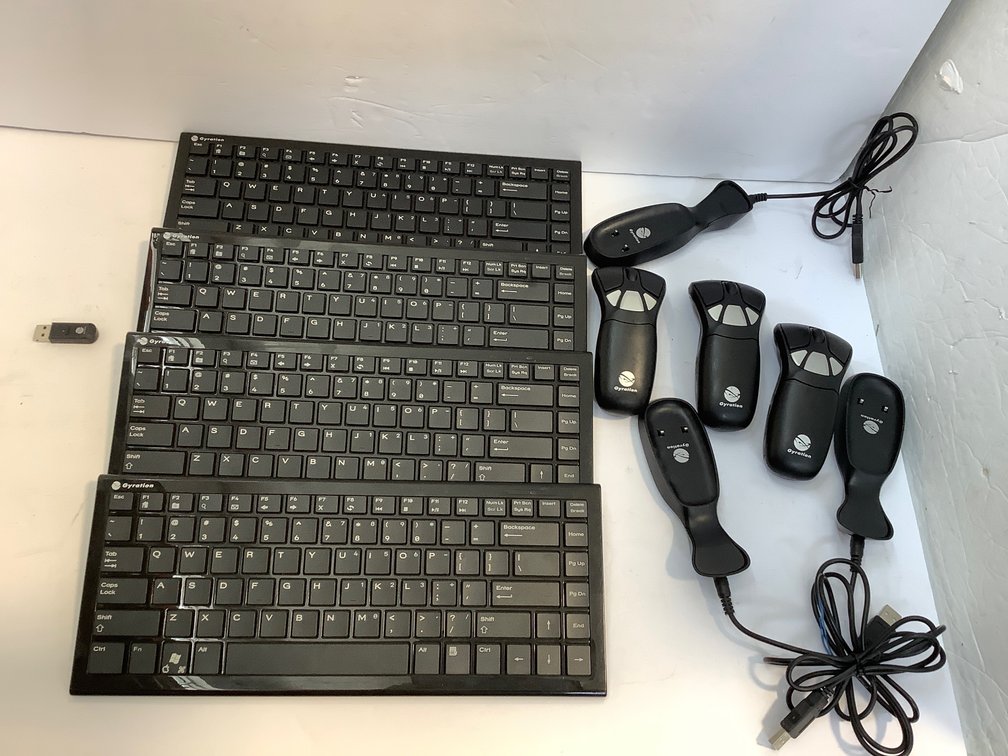 Wireless keyboards, mice (mice are sticky)
