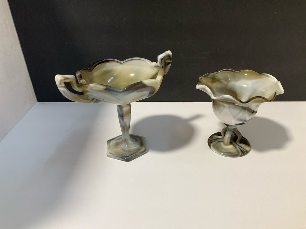 Westmoreland brown slag glass vases