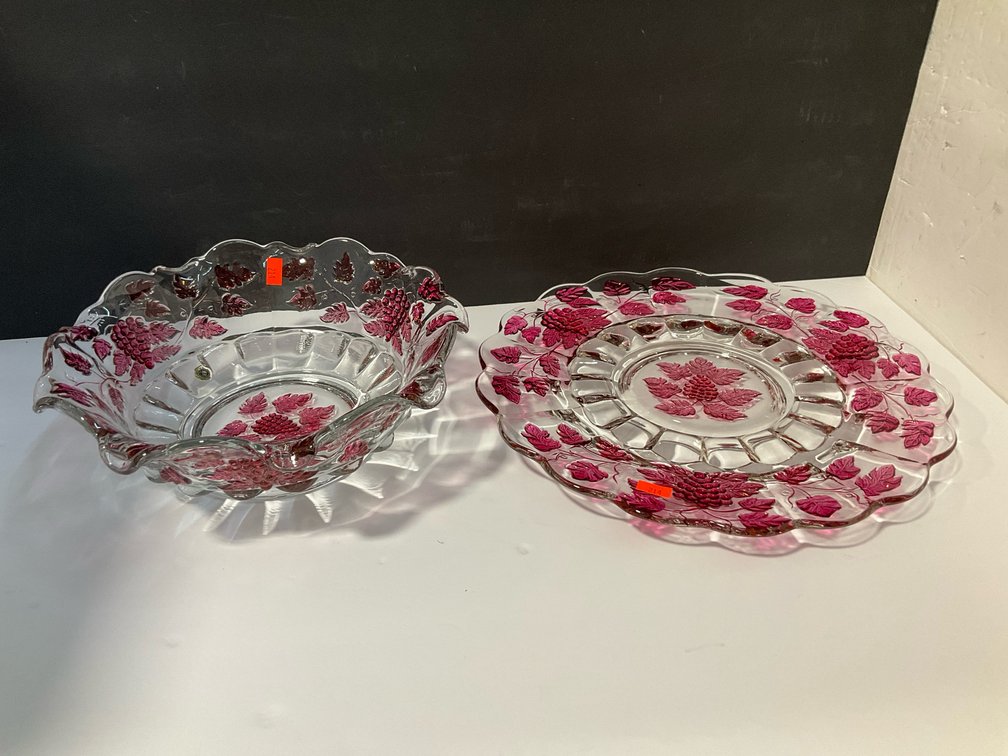 Westmoreland glass platter and bowl