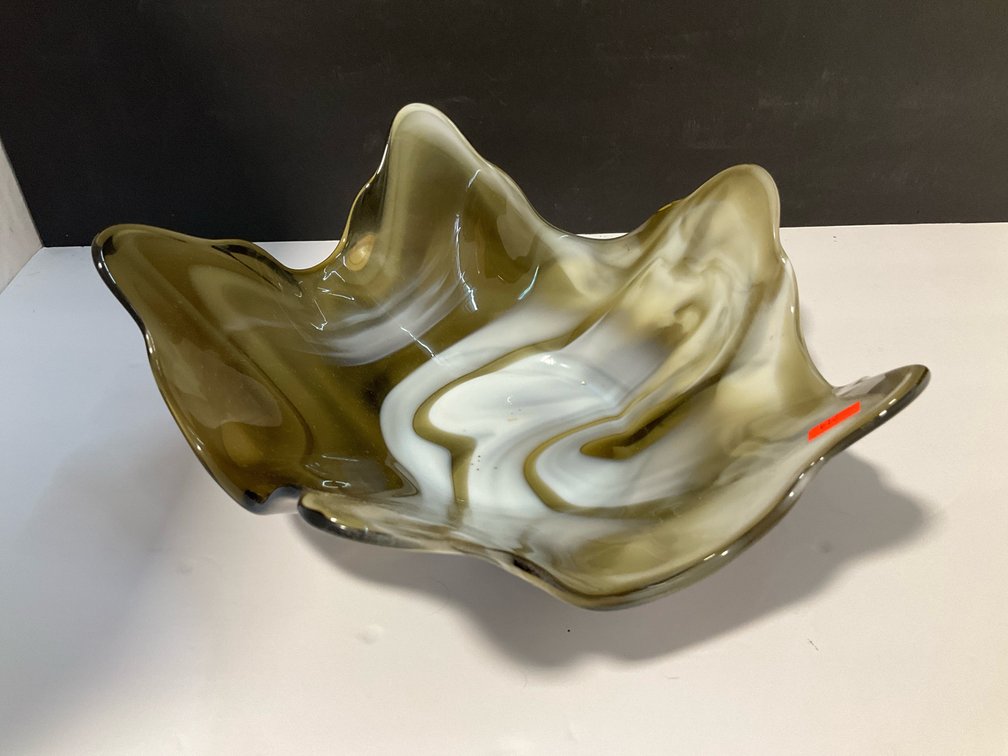 Westmoreland brown slag glass handkerchief bowl 12 inch diameter